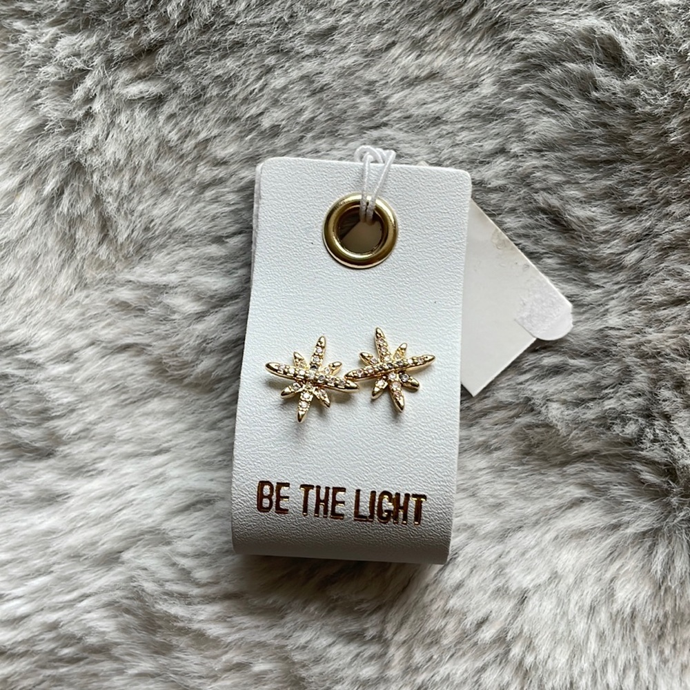 Gold rhinestone snowflake studs. New never worn.